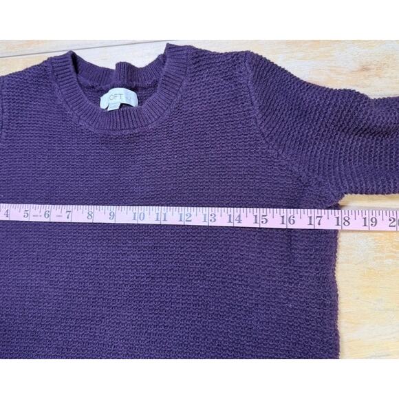LOFT Ann Taylor 100% Cotton Shaker Knit Crew Neck Sweater Sz M Purple Cozy Layer - Picture 4 of 8